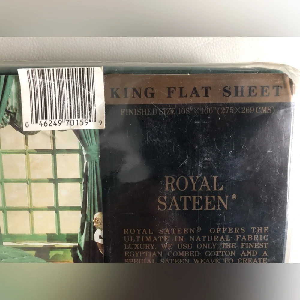 MANON Egyptian 100%Cotton King Flat Sheet Vintage Luxury Royal Sateen New in box - Picture 8 of 13